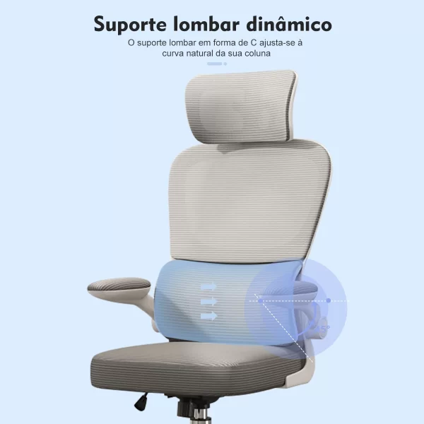 Cadeira para jogos ou escritório com almofada lombar e cervical, ergonômica, ajustável em altura e reclinável,Envio do Brasil - Imagem 4