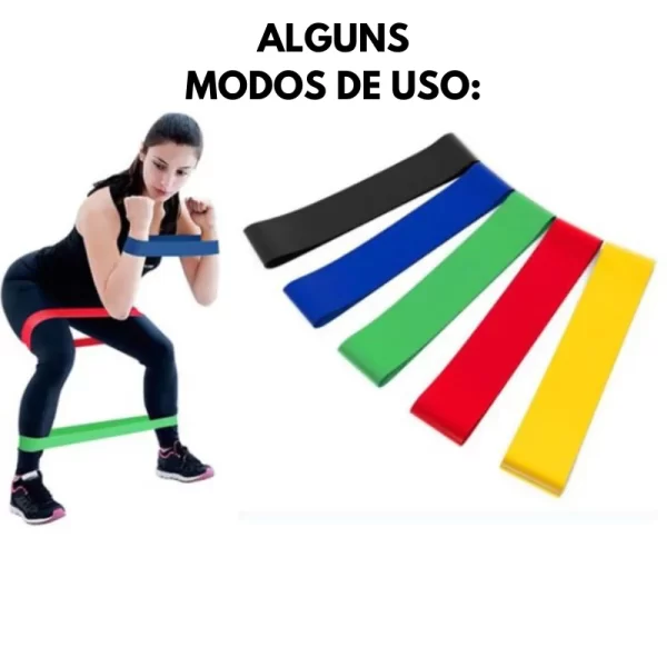 Kit de 5 Mini Faixas Elásticas Ideal p/ Exercício/Academia/Treino/Funcional/Mobilidade Em Casa-ENVIO IMEDIATO PARA TODO BRASIL - Imagem 4
