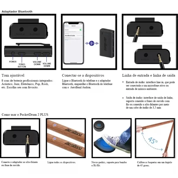 AeroBand Pocketdrum 2 Plus Bateria Eletrônica Completa Virtual - Imagem 6