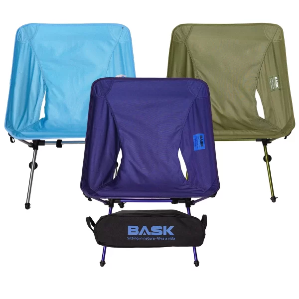 Cadeira BASK Portátil Extra Grande em Alumínio – Leve, Confortável, Dobrável e Resistente p/ Camping, Pesca, Praia e Lazer150kg