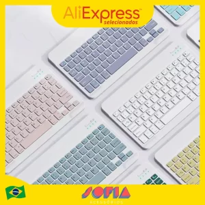 Kit Teclado e Mouse Sem Fio Bluetooth Recarregável Colorido