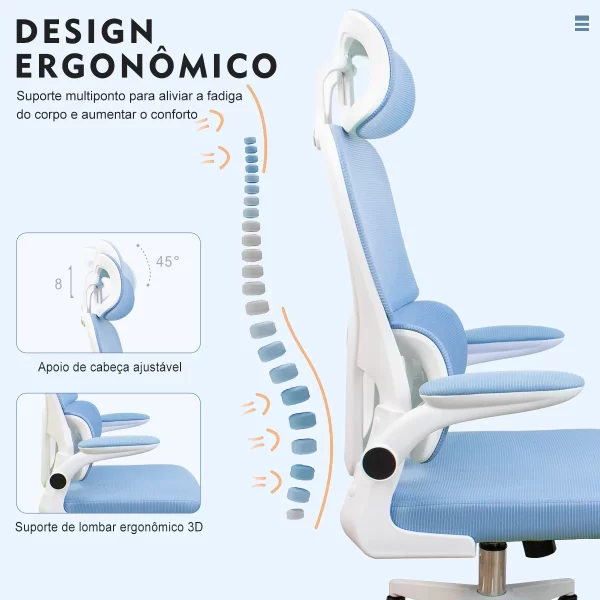 Cadeira ergonômica Python Fly, cadeira com apoio para a lombar, móvel para uso doméstico, tecido de malha, envio do Brasil - Imagem 6