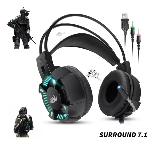 Fone de Ouvido Gamer Headset Para PC PS4 PS3 Xbox One e Celular Som Surround Microfone de Alta Qualidade Confortável e Ideal - Imagem 6