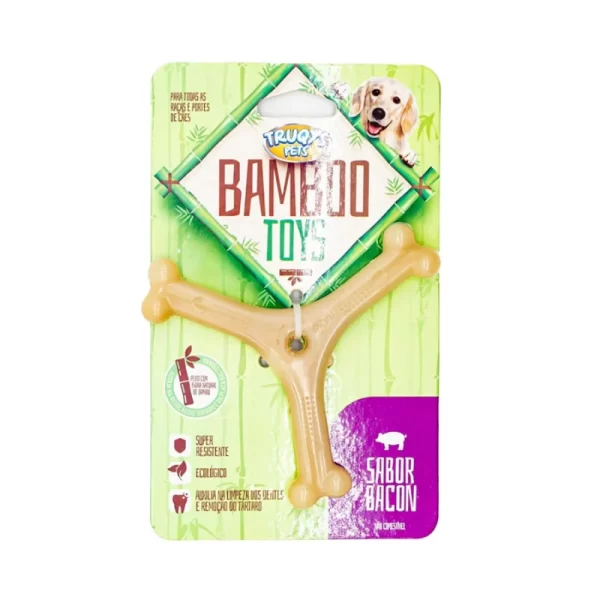 Brinquedo Osso Bamboo Sabor Bacon Letras V, Y, I Pequeno Para Cachorros