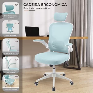 Cadeira Ergonômica de Escritório com Suporte Lombar