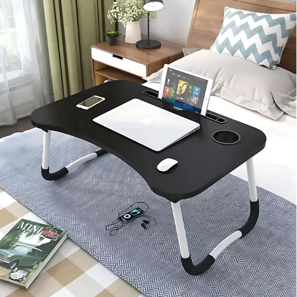 Mesa Dobrável De Madeira Portátil Para Cama Estudo Notebook Lanches Multifunções - Imagem 4