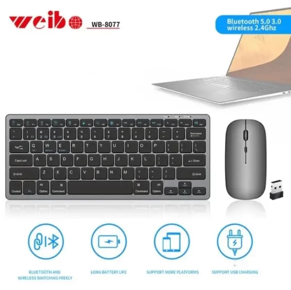 Kit Teclado e Mouse Bluetooth Wireless Slim 1000dpi Compatível com iPad Android iOS Confortável e Prático para Uso em Casa - Imagem 5
