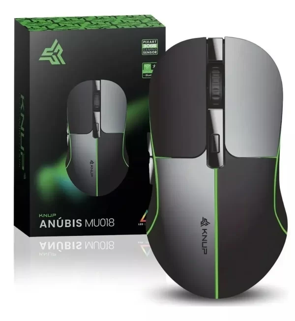 Mouse Gamer Sem Fio Knup KP-MU018 Bluetooth Wireless 2.4G 1600DPI Recarregável Iluminação LED e 6 Botões Computador Notebook - Imagem 4