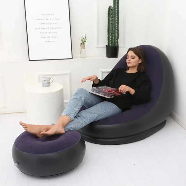 Sofá Poltrona Inflável Impermeavel, Puff Para Descanso Com Almofada de Pé Confortavel e Bomba de Ar Inclusa Ultra Lounge - Imagem 3