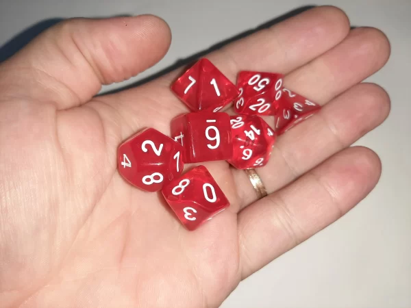 Jogo Dados 7 Peças Kit Dungeons And Dragons Rpg Vermelho - Imagem 5