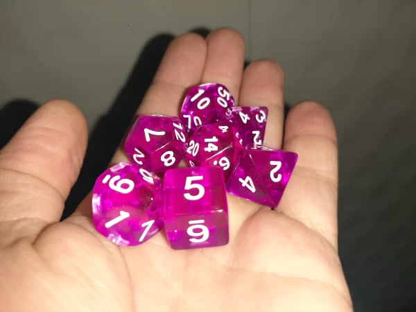 Jogo Dados 7 Peças Kit Dungeons And Dragons Rpg Rosa - Imagem 2
