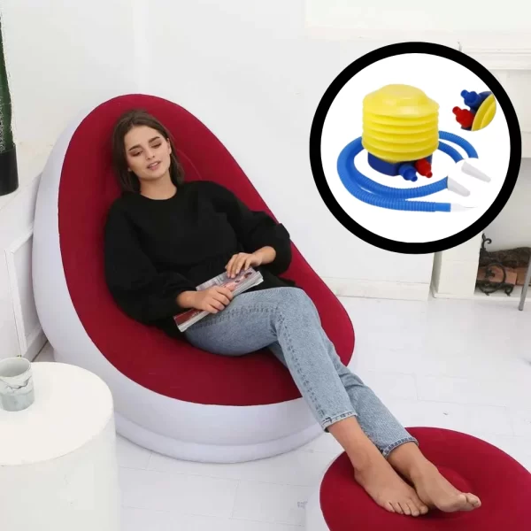 Sofá Poltrona Inflável Impermeavel, Puff Para Descanso Com Almofada de Pé Confortavel e Bomba de Ar Inclusa Ultra Lounge - Imagem 2