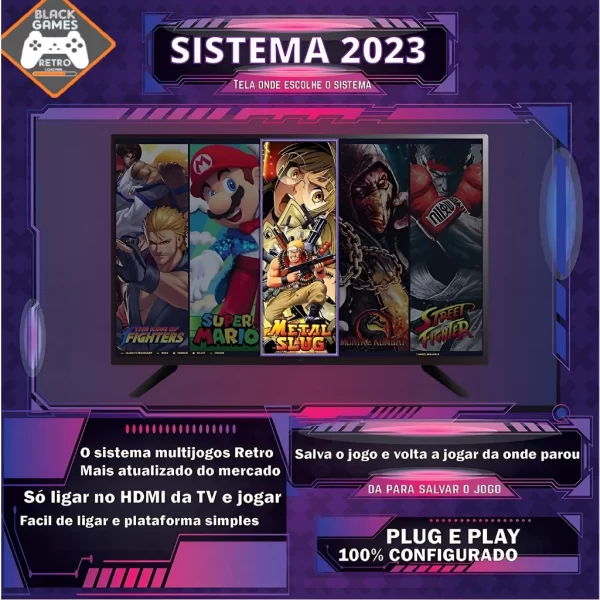 Vídeo Game Retro 2024 140.000 Mil Jogos Clássicos 128gb Com 2 Controles Sem Fio - Imagem 4