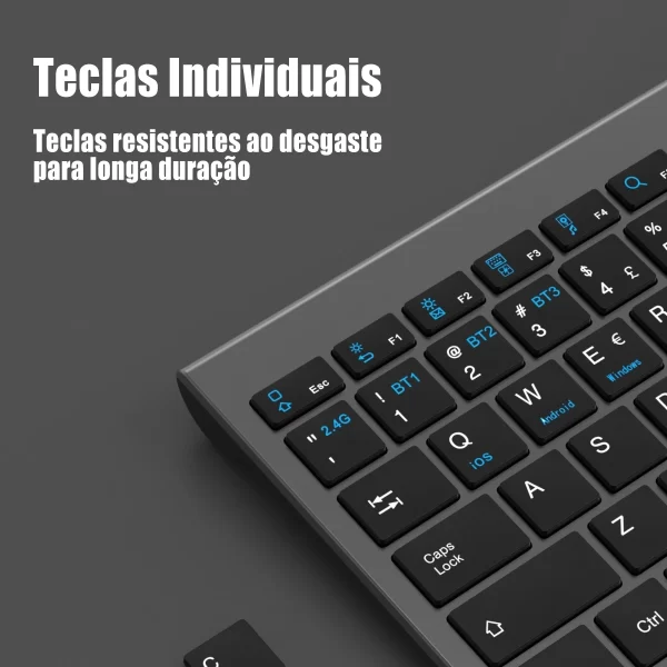 Kit De Teclado E Mouse Bluetooth Sem Fio 2.4g Recarregável Abnt2 Bk-8078 - Imagem 2