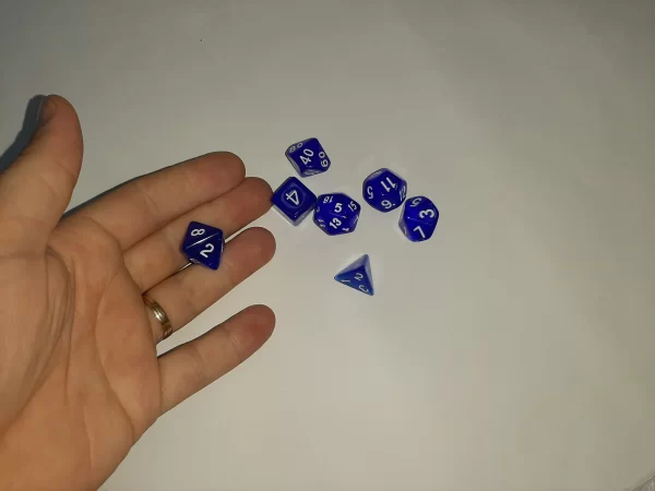 Jogo Dados 7 Peças Kit Dungeons And Dragons Rpg Azul - Imagem 2