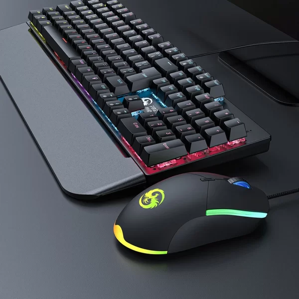Kit Teclado E Mouse Mecânico Gamer Abnt2 Led Rgb Switch Blue Usb 3200 Dpi Mouse Pad Para Computador Pc Ps4 BK-03 - Imagem 6