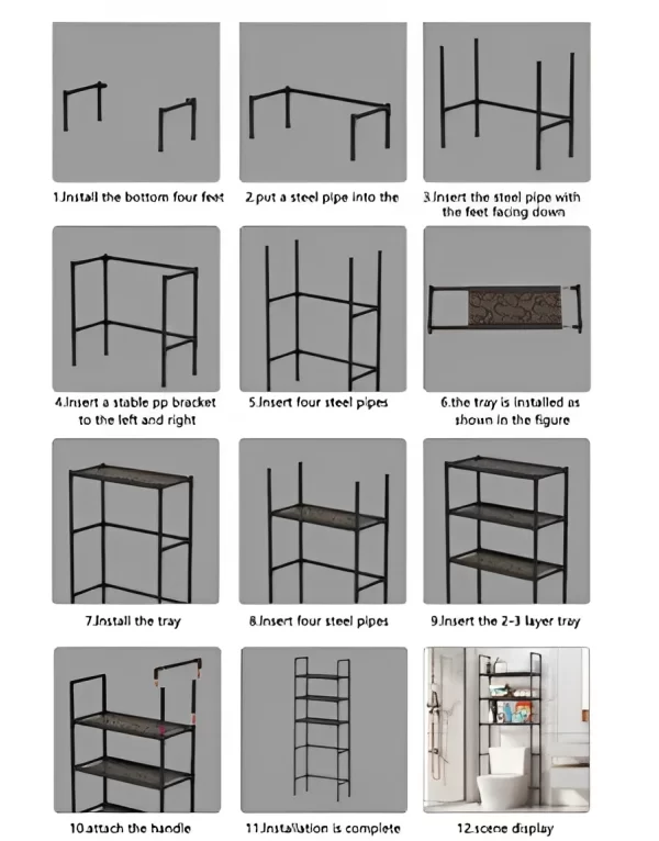 Guarda Roupa Portatil Arara Multifuncional Desmontavel Arara De Roupa Cabideiro Chão Sapateira Rack Organizador - Neverdie Store - Imagem 5