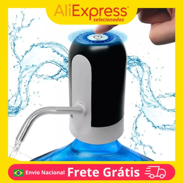 Bomba Elétrica Recarregável para Garrafão e Galão de Água Prática e Eficiente Ideal para Uso Doméstico e Escritórios Facilitador