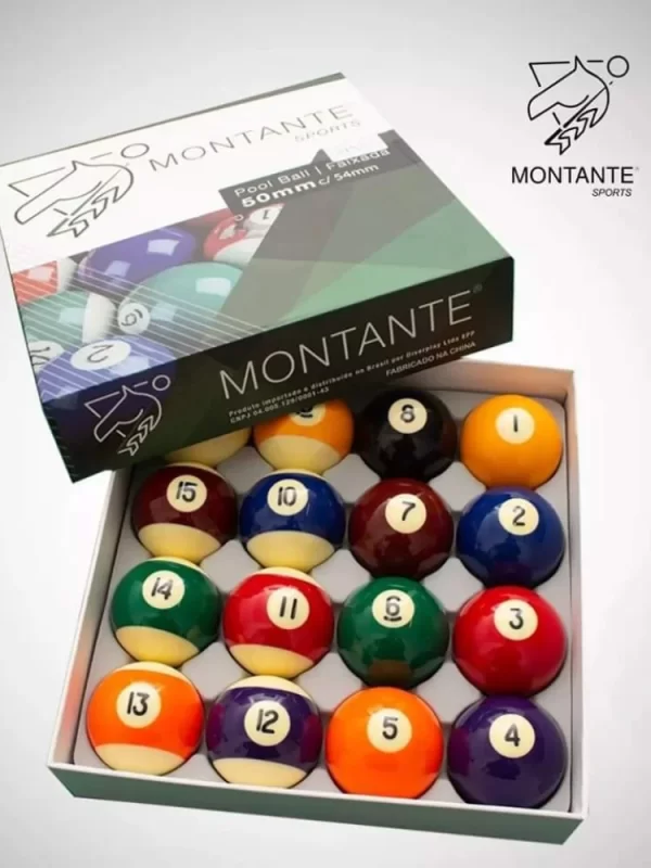 Jogo de Bola Faixada 54MM Montante p/ Sinuca /Bilhar/Snooker