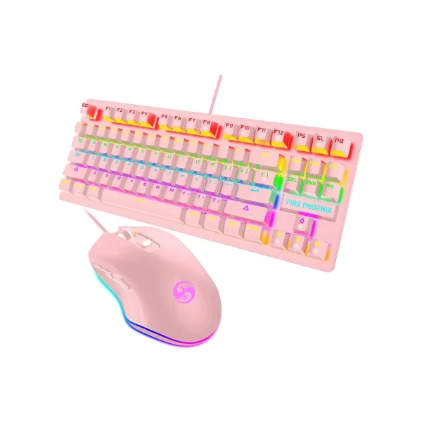Kit De Teclado Mecânico E Mouse Gamer 3200 Dpi Com Fio Abnt2 Iluminação Led Rgb Switch Blue 60% Rosa Be-k1 Luuk Young - Imagem 4