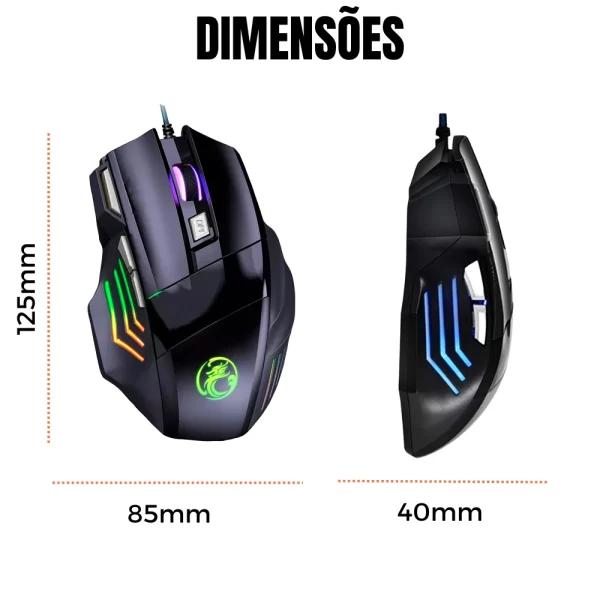 Kit Gamer Teclado Semi-mecânico + Mouse Gamer RGB Dpi + Mouse Pad Computador Notebook e Vídeogame - Imagem 5