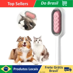 Escova Multifuncional Para Gatos e Cachorros - Removedor de Pelos e Banho Seco