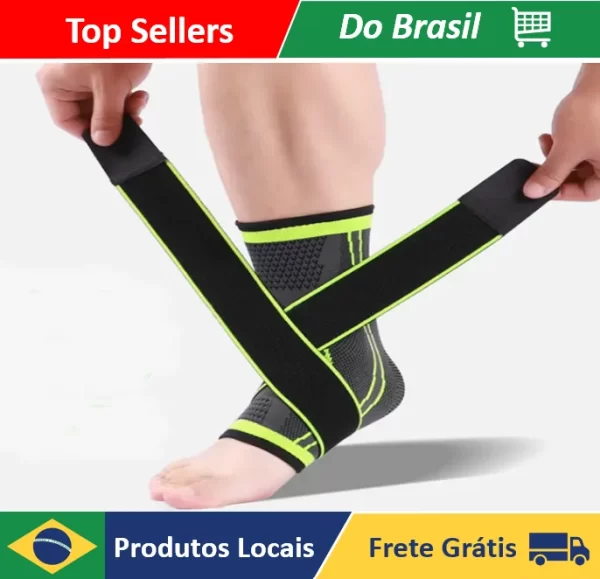 Tornozeleira Anti-Derrapante Ortopédica Ajustável Esportiva Proteção de Joelho com Strap Crossfit Verde - Neverdie Store
