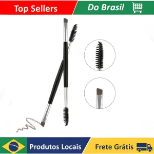 Pincel Duplo Chanfrado para Sobrancelhas e Maquiagem
