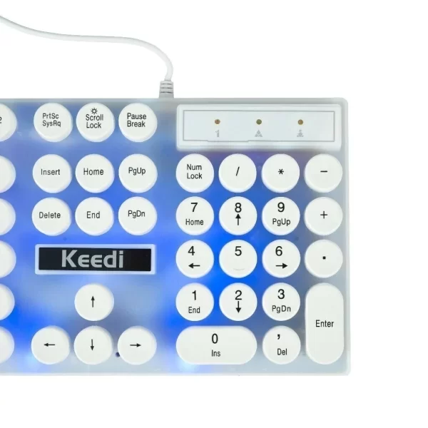 Kit Teclado e Mouse TEC802 Retrô Iluminado USB Teclas Redondas ABNT2 Design Vintage Ergonômico Para Jogos PC Gamer Notebook - Imagem 3