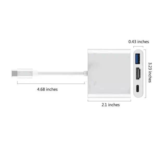 COMPRE MAYS STORE - HUB 3 em 1 Tipo C para HDMI USB 3.0 Conversor 4K / Adaptador Shell Alumínio Resistente e Eficaz Fácil uso - Imagem 5