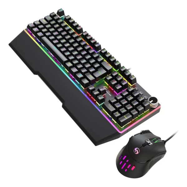 Kit Teclado Gamer Mecânico Switch Blue Abnt2 + Mouse Gamer Ergonômico 9 Botões Dpi 12800 Led Rgb Usb Com Mousepad Para Pc Bk-04 - Imagem 3