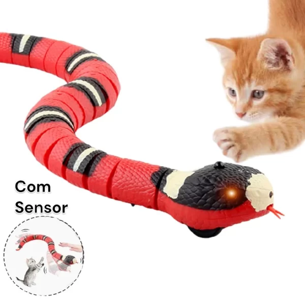 Cobra Elétrica Para Gatos Brinquedo Pet Sensor Inteligente Caça Interativos Animais De Estimação Recarregável Realista - Imagem 6