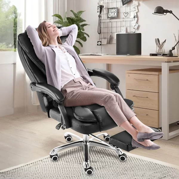 Cadeira De Escritorio Presidente Ergonomica Apoio Para Pés rosa