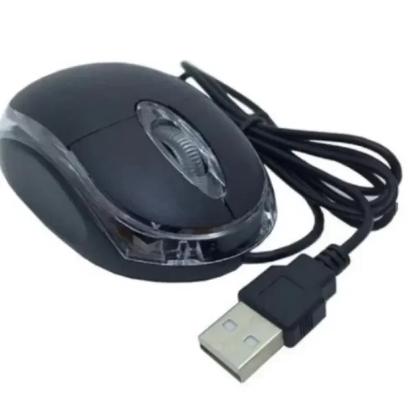 Mouse USB ótico com led mini Preto com Fio - Imagem 3
