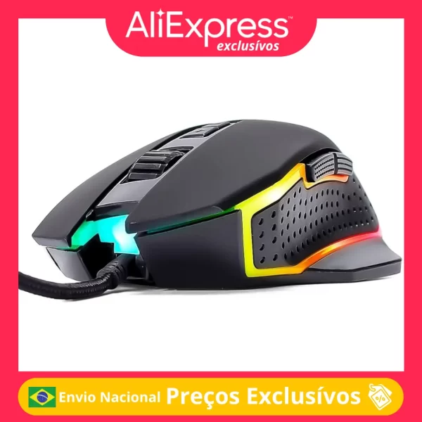 Mouse Gamer Óptico RGB 4800 DPI USB 7 Botões Knup MU006 Ergonômico Para Jogos PC Notebook Alta Precisão Desempenho Pro Ease