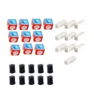 Kit de Giz Azul e Branco com Virolas para Taco de Bilhar