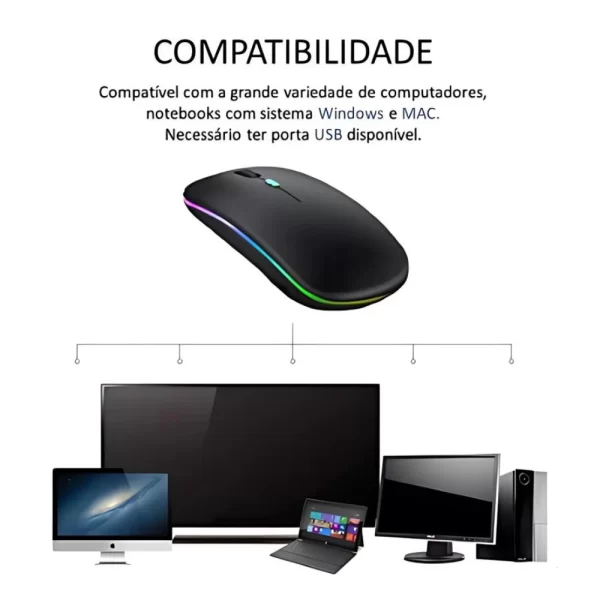 Mouses Wireless Recarregável Led Rgb 2.4 Ghz Sem Fio. - Imagem 4