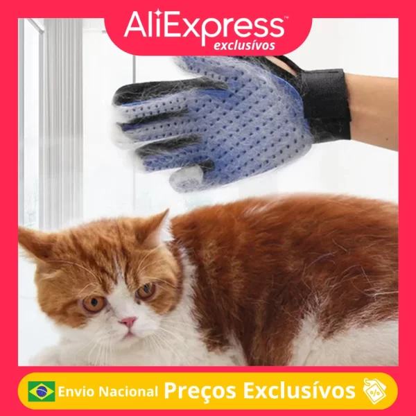 Luva Para Animais De Estimação Gato Cão Escova Removedor Cabelo Solto Deshedding Pente Banho Limpeza Massagem Pet Grooming