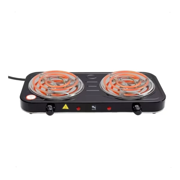 Fogão Eletrico Portatil Acendedor Espiral 2 Boca Camping Viagem Exterior Alumínio Preto Branco 110V - Imagem 3