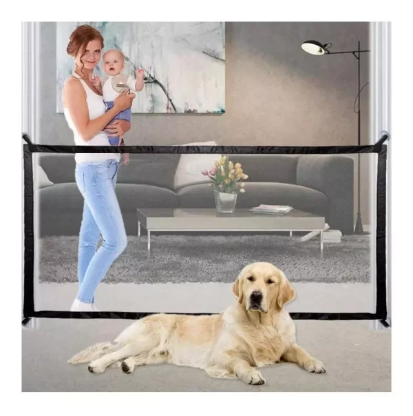 Portao Tela Porta Retratil Protecao Cachorro Cao Bebe Pet Segurança Barreira Divisoria Flexivel Fechamento Facil Residencia Casa - Imagem 5