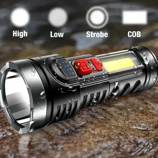 Lanterna Recarregável USB Alta Potência OSL COB Branca Forte Resistente Portátil Camping Emergência Iluminação LED Preto Longa - Imagem 3