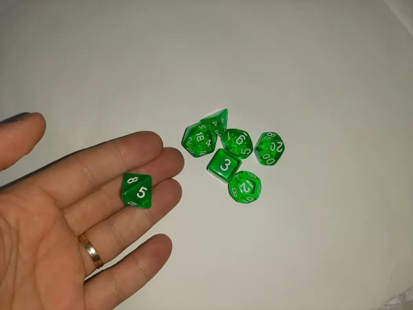 Jogo Dados 7 Peças Kit Dungeons And Dragons Rpg Verde - Imagem 6