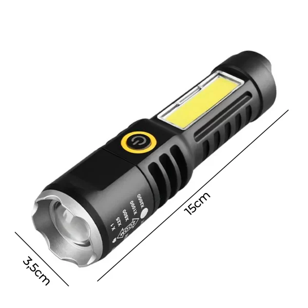 Lanterna Mini Led Cree Police Tática Recarregável Zoom Forte Lampião Usb Recarregável - Imagem 2