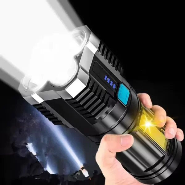 Lanterna LED USB Recarregável Tocha Cob 4LED Potente Compacta Durável Multifuncional Versátil Iluminação Alta Qualidade Camping - Imagem 2