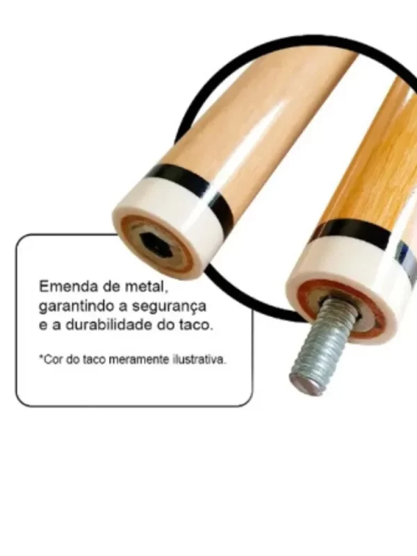 Taco de Sinuca/Bilhar Rosca Desmontável 1/2 Atlhético Paranaense + Capa + Giz + Sola - Imagem 4