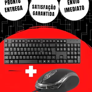 Teclado e Mouse USB ABNT2 Ergonômico para PC