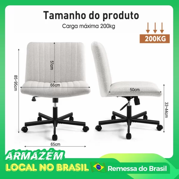 Cadeira giratória Python Fly, design com assento largo, cadeira de algodão para escritório em casa, envio do Brasil