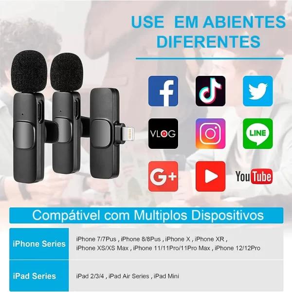 Microfone Lapela Sem Fio Plug and Play P Android - Imagem 3