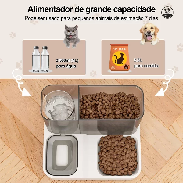 ​​Alimentador Automático 2em1 para Gatos - Bebedouro com Filtro 3L + Comedouro, Dispenser de Água Recirculante para Pets - Imagem 3