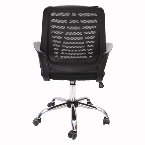 Cadeira Linha Escritório Giratória Office Arco Estofada Preta Tela Mesh Base Cromada Regulável Diretor Ribs - Imagem 4